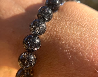 Collectors Grade Top Quality Black Tourmaline in Quartz Rutile Bracelet, 8mm beads
