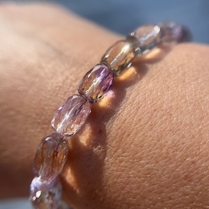 Ultra High Quality, Gem Grade Faceted Ombre Ametrine Bracelet 8.5mm, 7.5mm or 7mm for Sadness, Success and Transition. Only one available.
