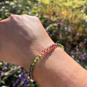 Ultra High Quality, Gem Grade Translucent Rainbow Tourmaline Skinny Bracelet, 5mm beads
