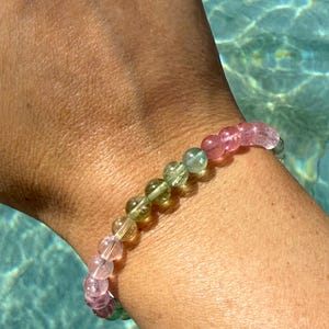Collection Grade Macaron Watermelon Tourmaline Bracelet, 6.5mm beads