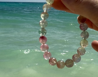 Collection Grade, Genuine Watermelon Tourmaline Bracelet, 9mm beads