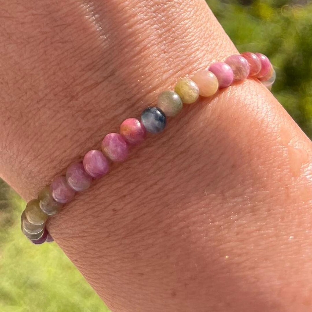 高品質希少ウォーターメロントルマリンブレスレット 5.5 mmビーズ