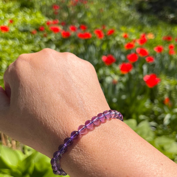 Ultra High Quality Purple Fluorite Bracelet 6mm width, for Protection, Focus, Concentration and Confidence