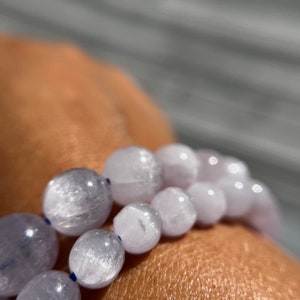 Beautiful Rare Icy "Blue" Tone Kunzite Bracelet 7mm or 7.5mm for Love, Peace and Emotional Healing