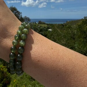 Ultra High Quality, Gem Grade Flashy Green Kunzite Bracelet 9mm or 8mm beads image 5