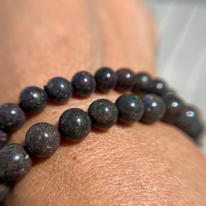 Sparkly Rare Black Opal Bracelet 10.5mm, 10mm, 9.5mm, 9mm or 8mm for Protection, Love, Tranquility and Reassurance image 5