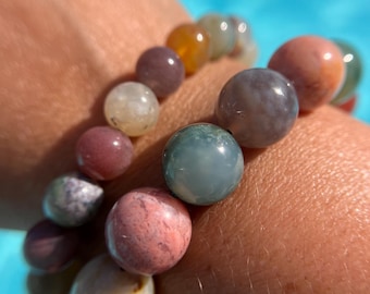 Kleurrijke oceaanjaspisarmband, kralen van 14 mm of 9,5 mm