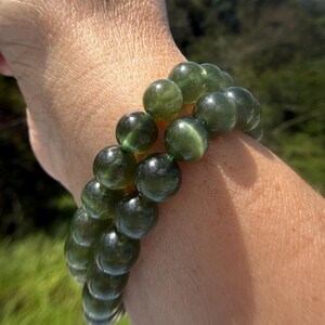 Ultra High Quality, Gem Grade Flashy Green Kunzite Bracelet 9mm or 8mm beads image 8