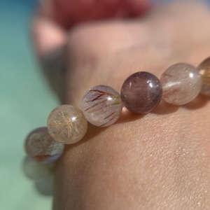 High Quality Multi Color Rabbit Bunny Hair Rutile Quartz Amphibole Bracelet, 9mm for Stress, Energy, Wealth and Healing
