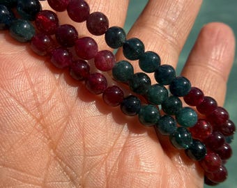 High Quality, Deep Pink and Blue Tourmaline Bracelet, 5.5mm beads