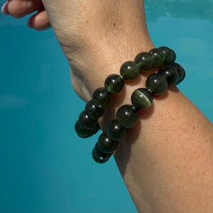 Ultra High Quality, Gem Grade Flashy Green Kunzite Bracelet 9mm or 8mm beads image 2