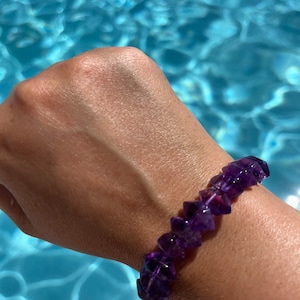High Quality Deep Purple Amethyst Freeform Bracelet 13-15mm or 17-19mm for Sleep, Dependency, Stress, Wellness