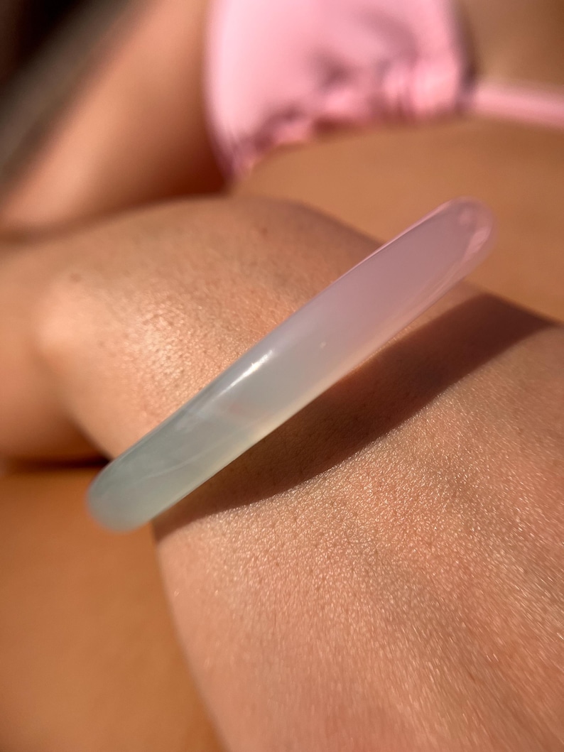 Ultra High Quality Ombre Pink Blue Chalcedony Bangle image 1