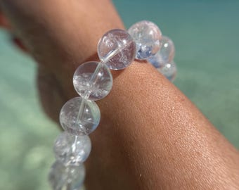 Ultra High Quality Rainbow Clear Quartz Bracelet, 13mm beads