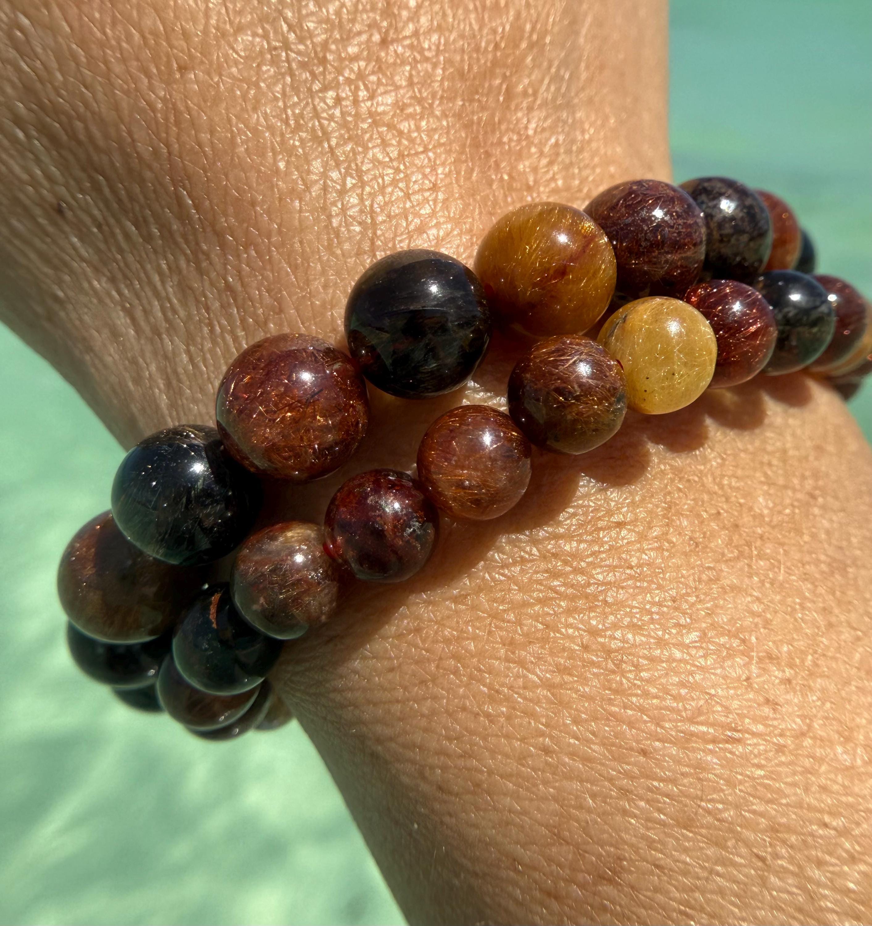 Ultra High Quality Stunning Mixed Color Rutilated Quartz Bracelet