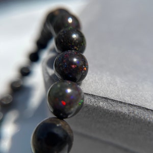 Sparkly Rare Black Opal Bracelet 10.5mm, 10mm, 9.5mm, 9mm or 8mm for Protection, Love, Tranquility and Reassurance image 1