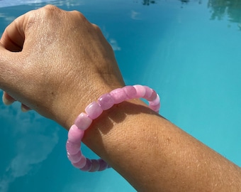 High Quality, Deep Purple Kunzite Barrel Bead Bracelet, 8mm beads