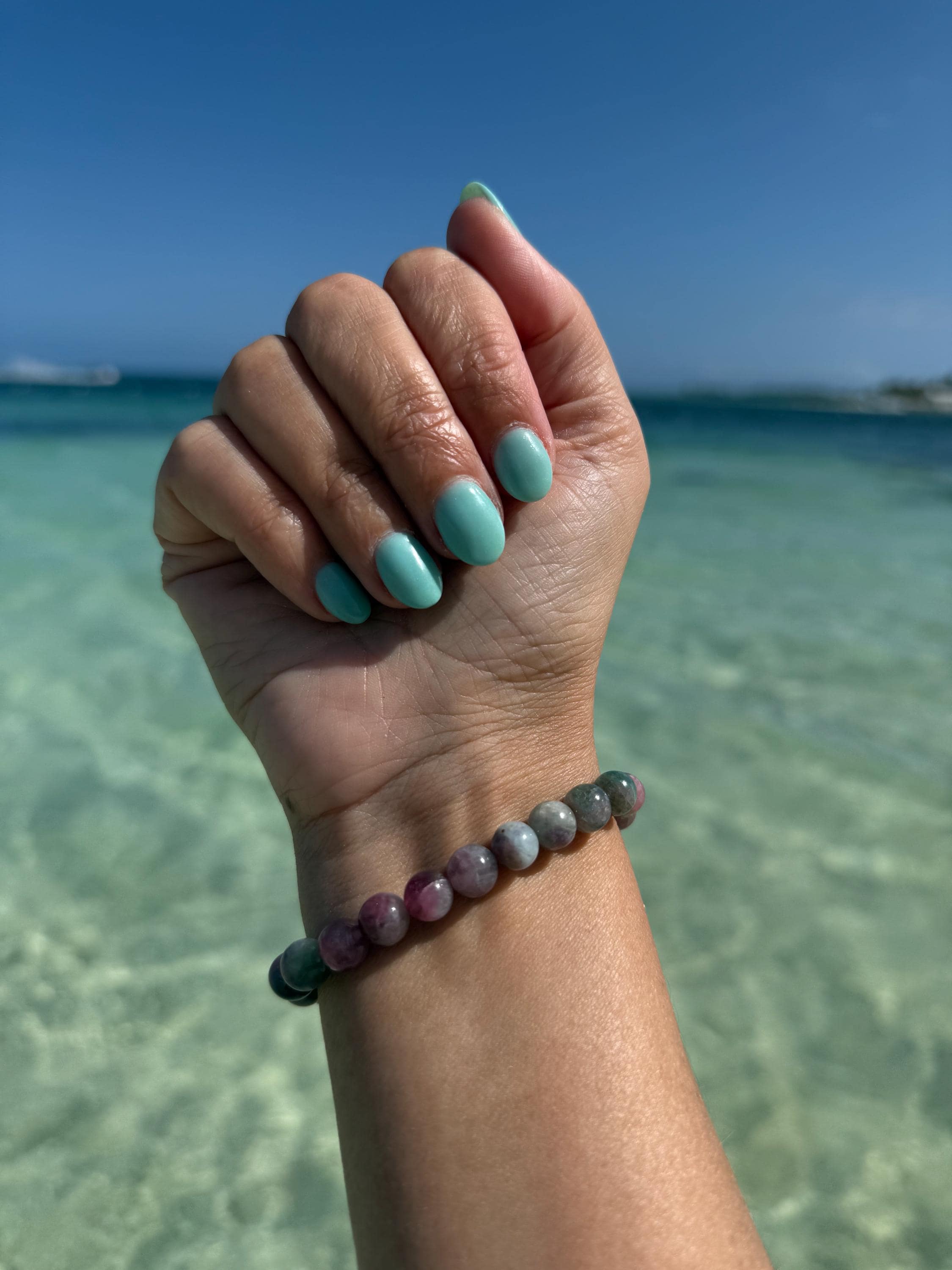 高品質、本物のウォーターメロントルマリンブレスレット、8.5 mmビーズ