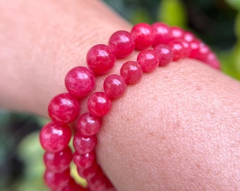 Ultra High Quality Gem Grade Rhodonite, Deep Pink 11mm, 10.5mm, 8mm or 7.5mm beads