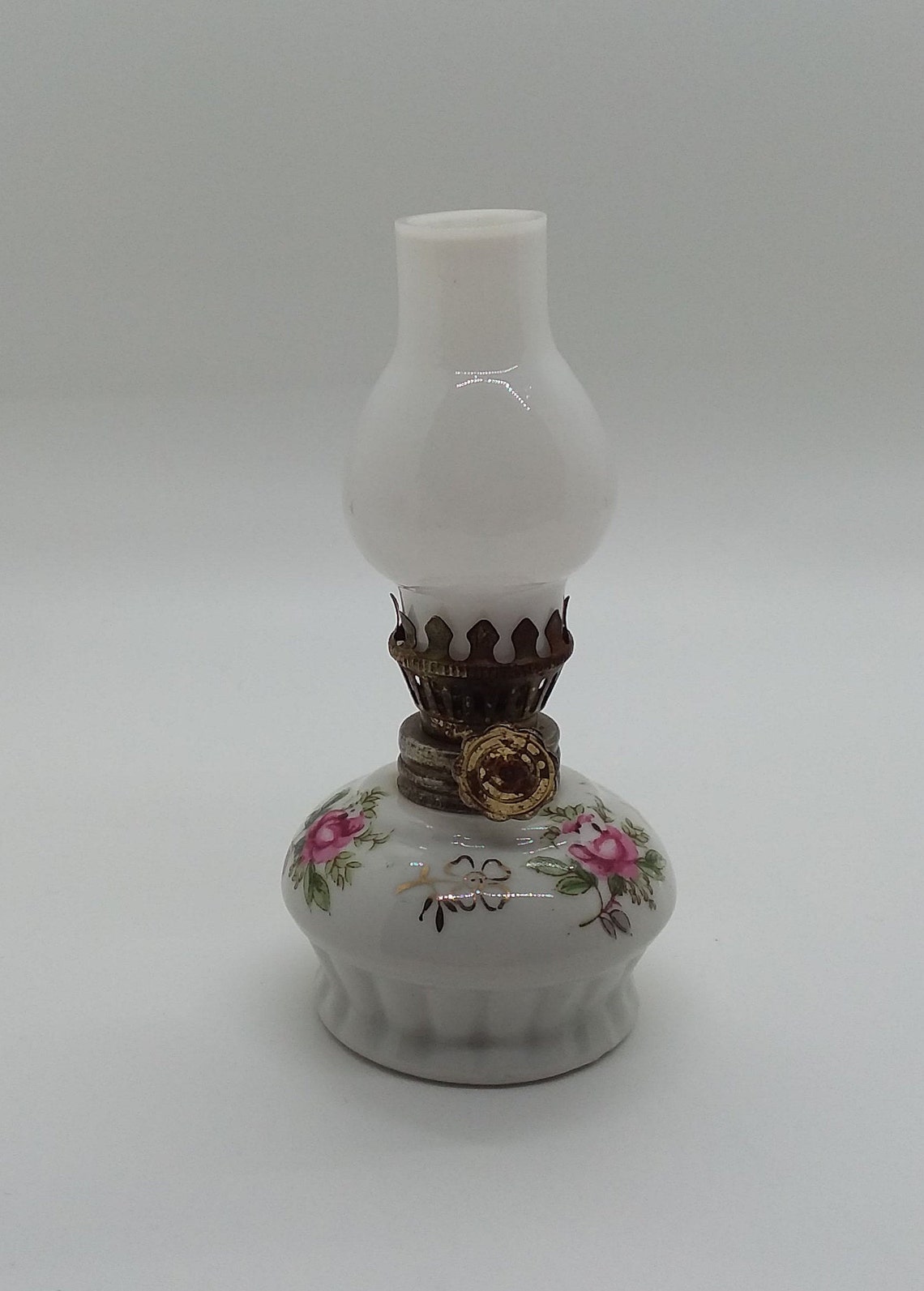 Vintage hand painted Porcelain/ Ceramic Oil Lamp made in Japan Etsy