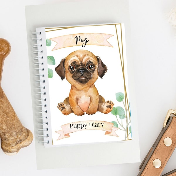 Hund, Tagebuch, Mops, Welpe, Planer, Hundetracker, Welpentagebuch