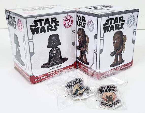 Star Wars Exclusive Collection Funko Mini Darth Vader Chewbacca With C3PO  Battle Droid and Plo Kloon Enamel Lapel Pinback Set 