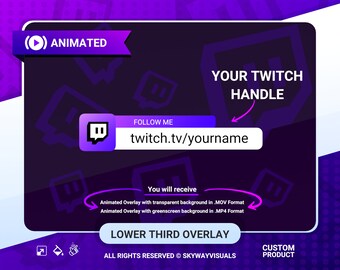 Personalized Custom Animated Twitch Follow Button Overlay V3 for Youtube Videos