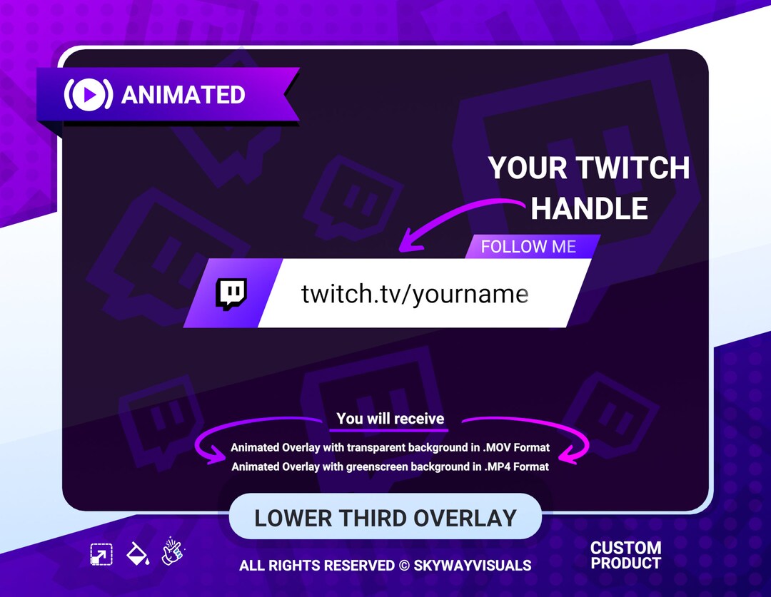 Personalized Custom Animated Twitch Follow Button Overlay V2 - Etsy