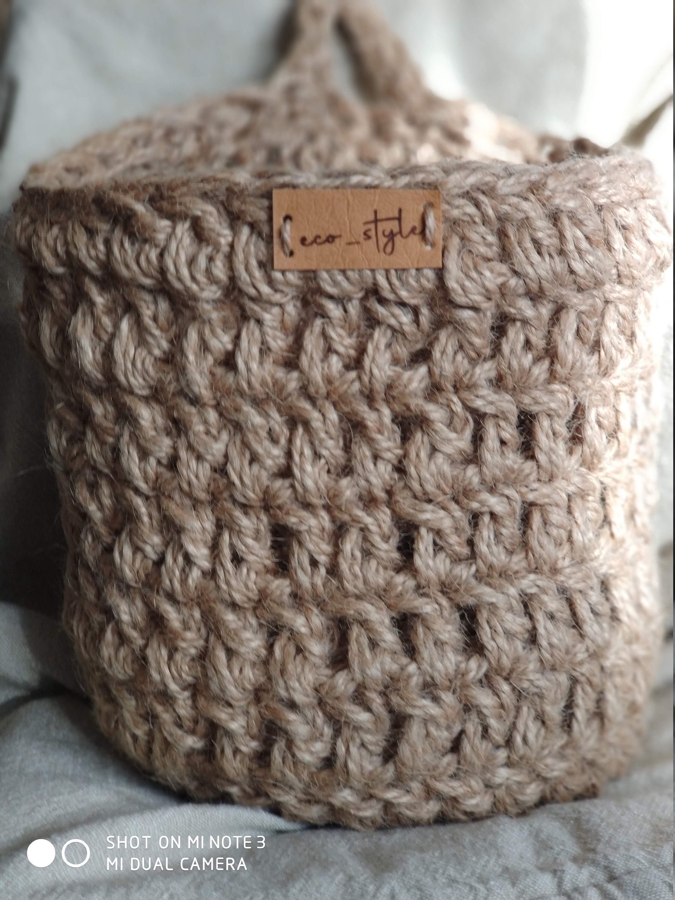 Cache Pot Mural Fait A La Main Crocheté avec Une Ficelle en Jute