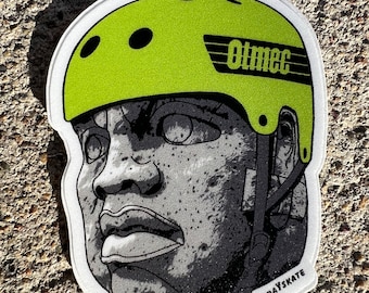 Olmec Head Green or Purple Sticker
