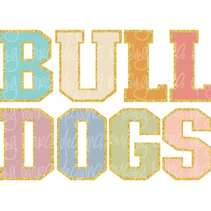 Bulldogs Mascot PNG | Colorful Faux Chenille Design (Digital Download)