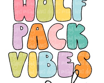 Wolf pack vibes only sublimation design| Wolf pack mascot png, wolf pack mascot png, Wolf pack png digital design download