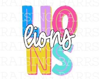Lions  png| Lions mascot png, lions sublimation design, mascot png, lions digital design download