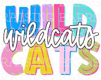 Wildcats Mascot PNG | Colorful Sublimation Design (Digital Download)
