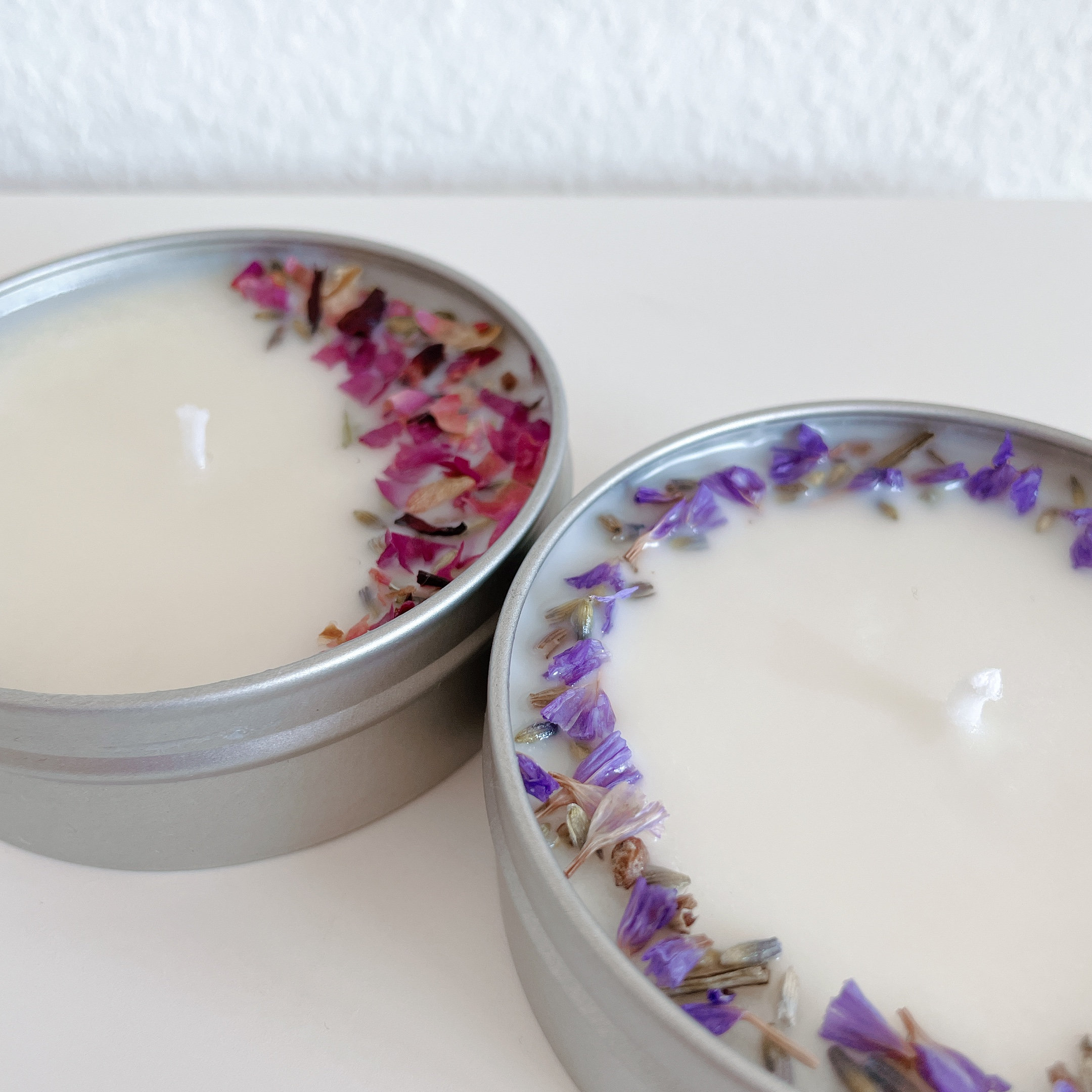 Dried flowers 100 soy candle 125ml container Handmade in Etsy