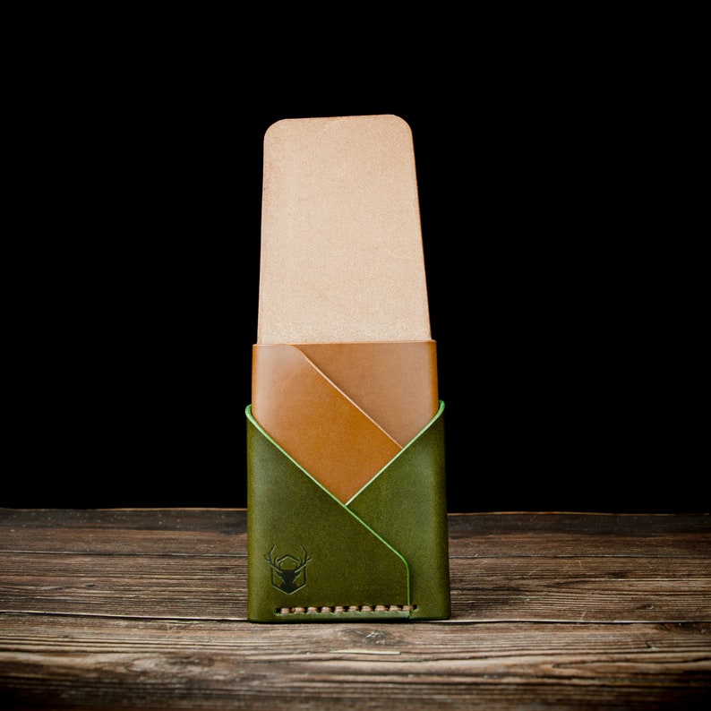 Card holder / High quality full grain leather / Vegetable tanning / Handmade & hand stitched / choose your color combination image 3