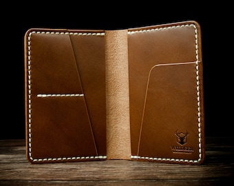 Passport holder / full grain vegetable tanned leather / handmade & hand stitched