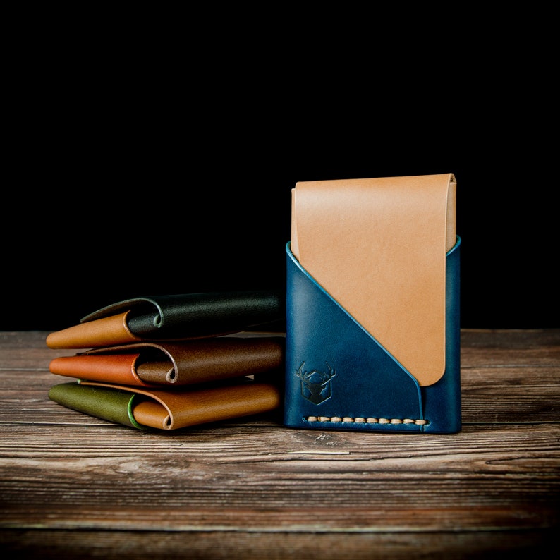 Card holder / High quality full grain leather / Vegetable tanning / Handmade & hand stitched / choose your color combination image 2