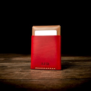 Card holder / High quality full grain leather / Vegetable tanning / Handmade & hand stitched / choose your color combination image 6