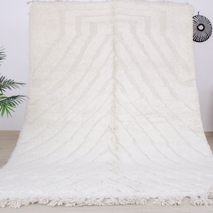 Customized Living Room Rug - Moroccan Rug - White Rug -Tufted Rug - Moroccan Rug Runner - Aesthetic Hand-knotted Woll Rug For Bohemian Decor