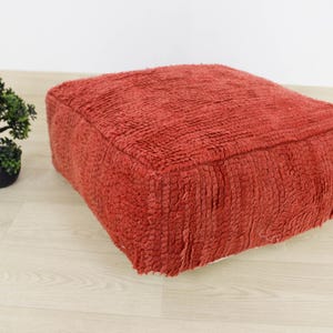 Vintage Red Pouf, Handmade Moroccan Red Floor Cushion, Unstuffed Square Pouf, Vintage Berber Pouf, Moroccan Kilim Red Pouf, Boho Deco