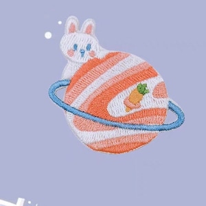Bordado Patch-Stick-on Patch-Bunny Planet-Rabbit Planet-Carrot Planet-Space Explore-Lindo Sticker-Switch Decor-Ipad Decor-lovely