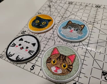 Embroidery Pacth-Iron-on Patch-Cute Animal Patch-Cute Cat-Cute Kitty Patch-cute sticker-Animal Lover-Cat Logo-White Cat-Black Cat