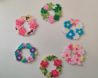 Stick-on Embroidery Patches-Flower Rings-Cherry Flower-Japanese Sakura-roses-morning glory-Garland-Cute Patches-Sewing on Patches-Handmade