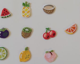 Stickdatei-Patch-Stick-on Patch-Sommerfrucht-Ananas-Kirsche-Kiwi-Zitrone-Pfirsich-Kokos-Orange-Wassermelone-Limette-Mangosteen-niedlicher Sticker