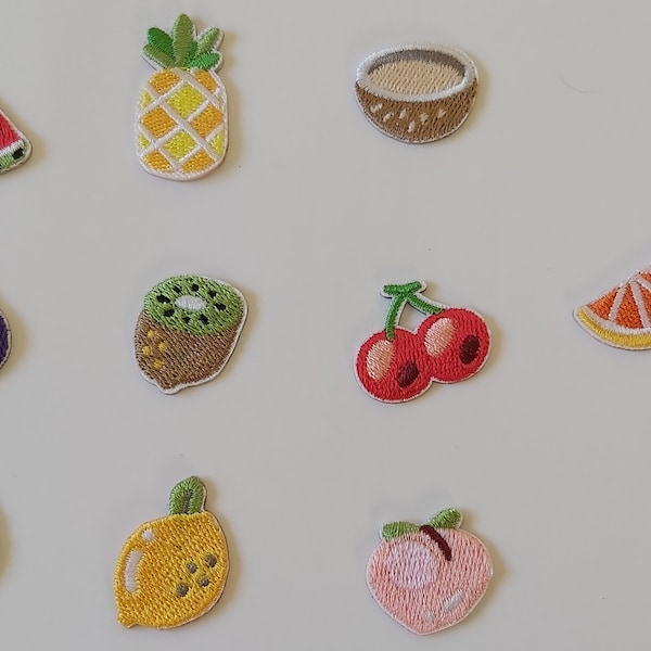 Embroidery Pacth-Stick-on Patch-Summer Fruit-Pineapple-Cherry-Kiwi-Lemon-Peach-Coconut-Orange-Watermelon-Lime-Mangosteen-cute sticker