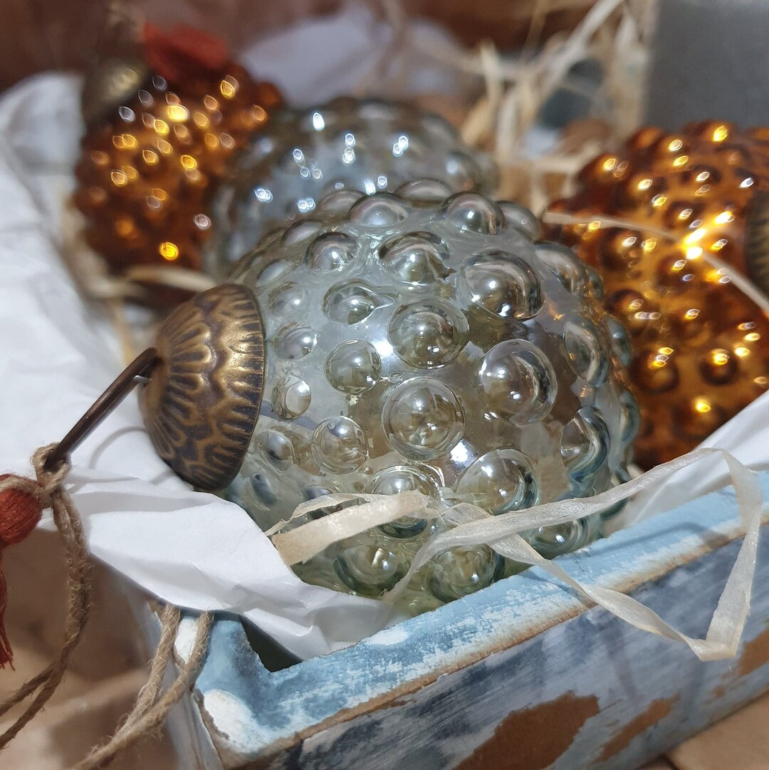 Bauble Rustic Antique Glass Ball Christmas Bauble Etsy