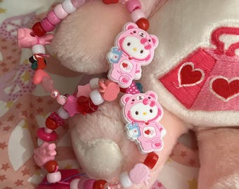 Pastel Decora OOAK Love-a-Lot Hello Kitty Sanrio x Care Bears Themed Kandi Bracelets