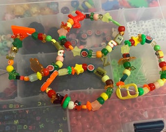 Maximalist Cottagecore Mori Kei Igari OOAK Fall / Autumn / Harvest / Forest / Orchard Themed Kandi Bracelets