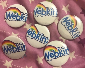 Decora Kidcore Scene Old Internet Handmade Virtual Pet Site Webkinz NEXT Logo Plastic Pinback Buttons (1.25in)